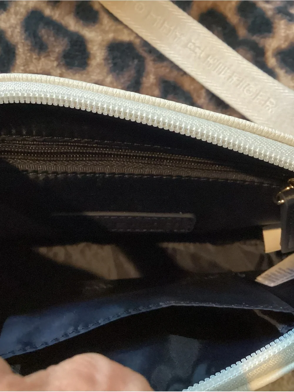 Tommy Hilfiger Cream Crossbody Bag with Gold Logo